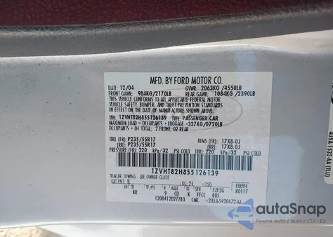 2005 Ford Mustang from USA, damaged, VIN 1ZVHT82H855126139